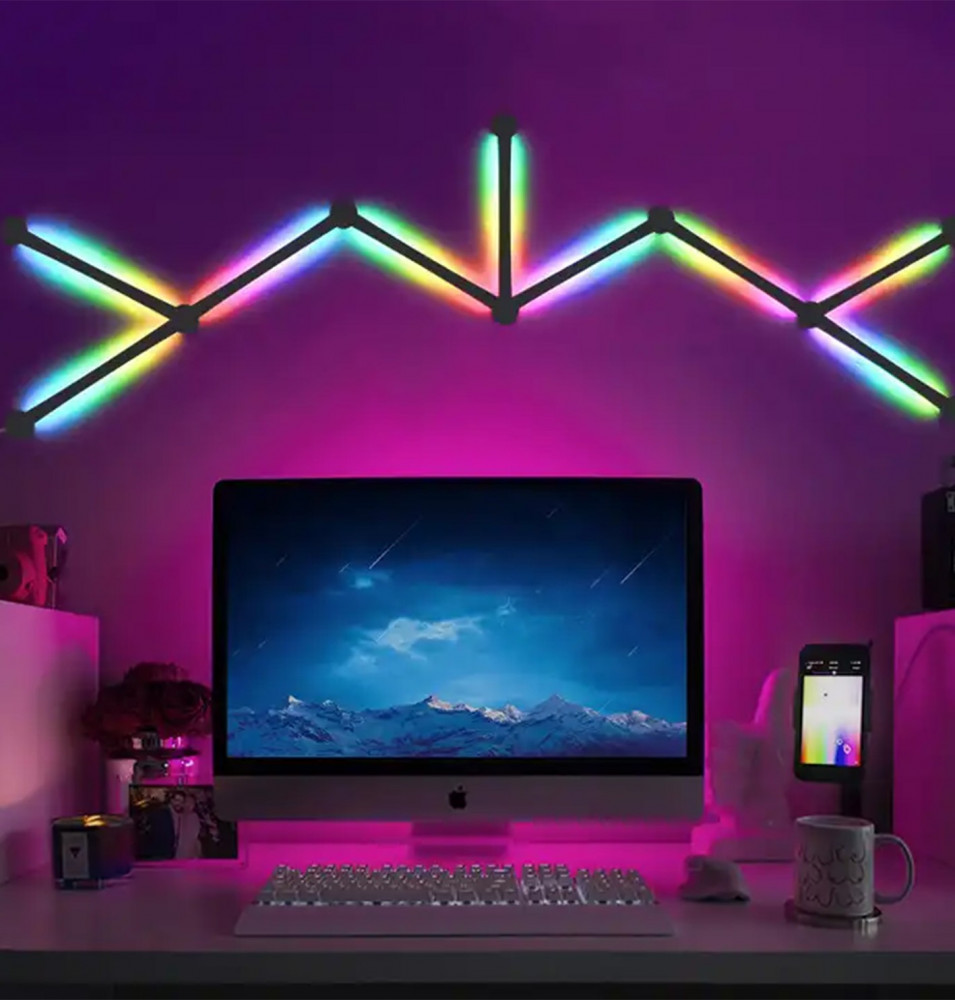 اضاءة حائط RGB ذكية 9 قطع - أبيض